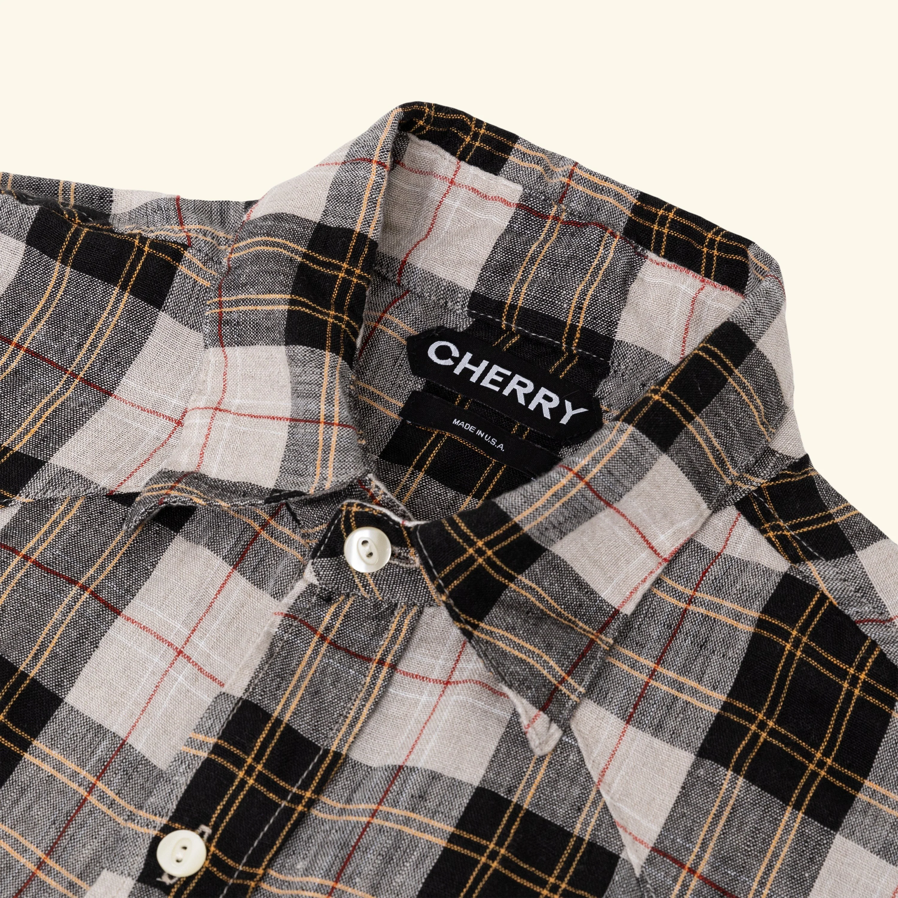 Big Western Plaid Linen Shirt (Black) - Image 3