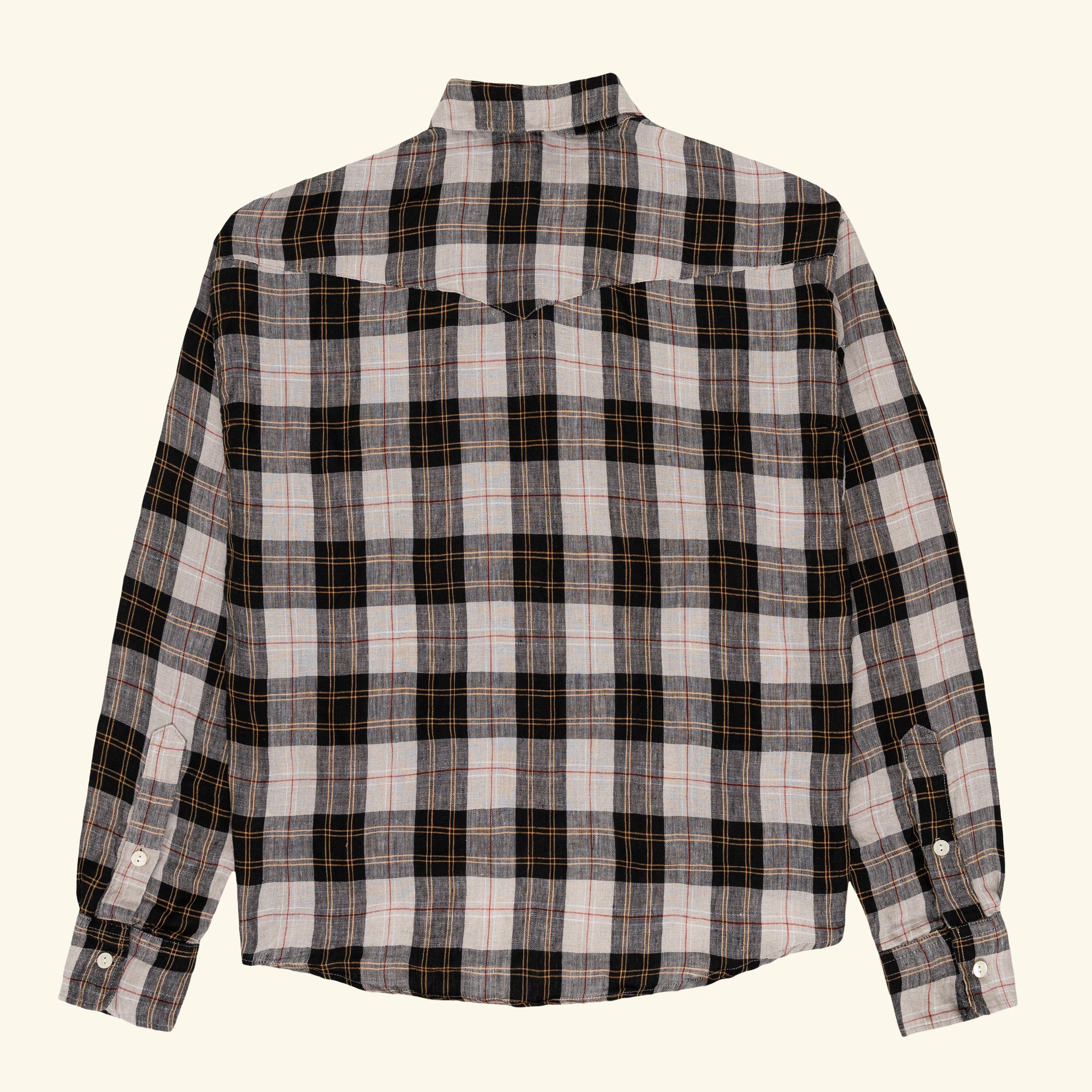 Big Western Plaid Linen Shirt (Black) - Image 4