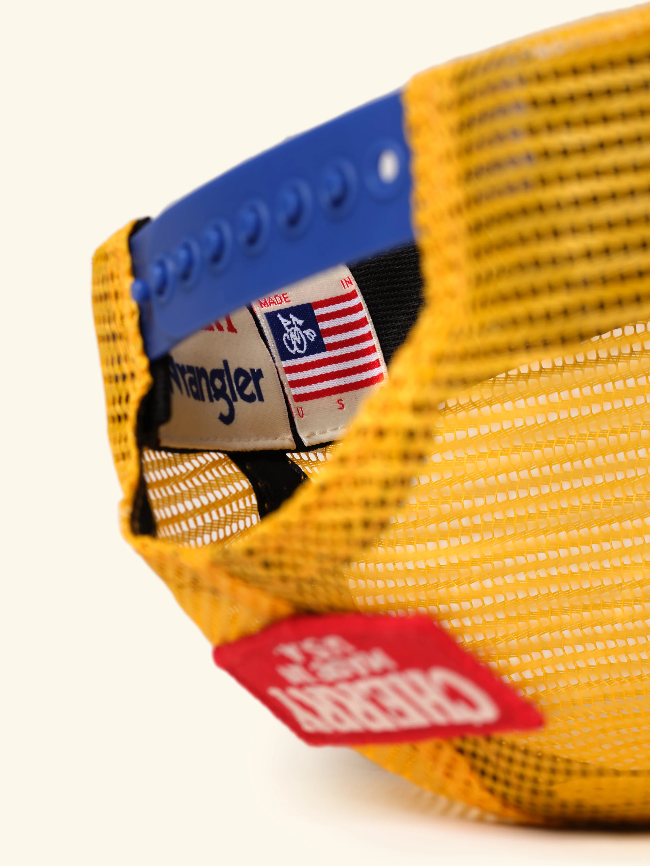 Cherry x Wrangler Trucker Hat (Yellow/Blue) - Image 7