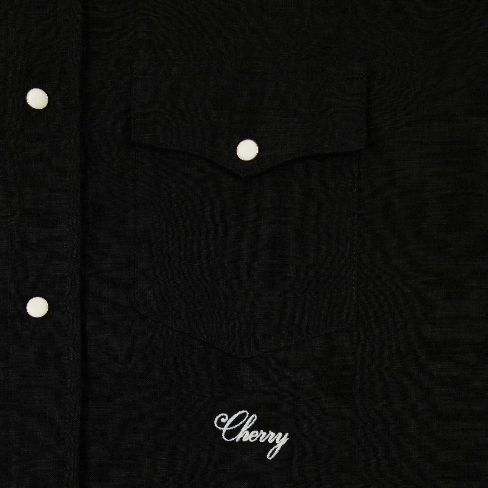 Washed Linen Western Shirt (Black) - Image 3