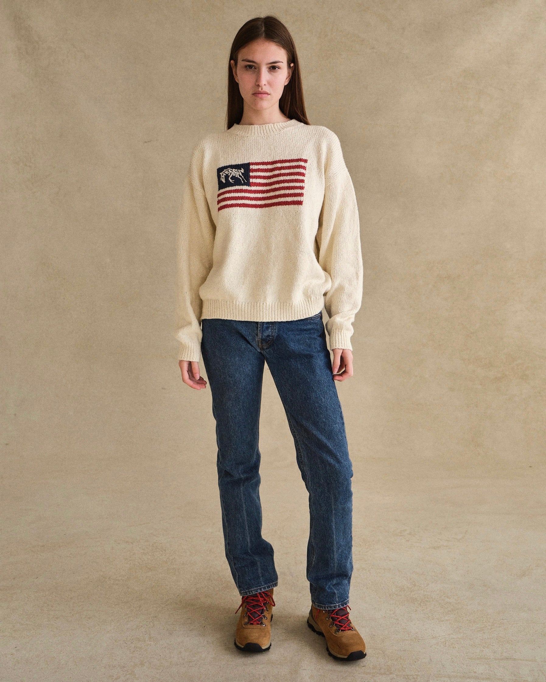 Cherry Flag Knit Crewneck (Cream) - Image 4