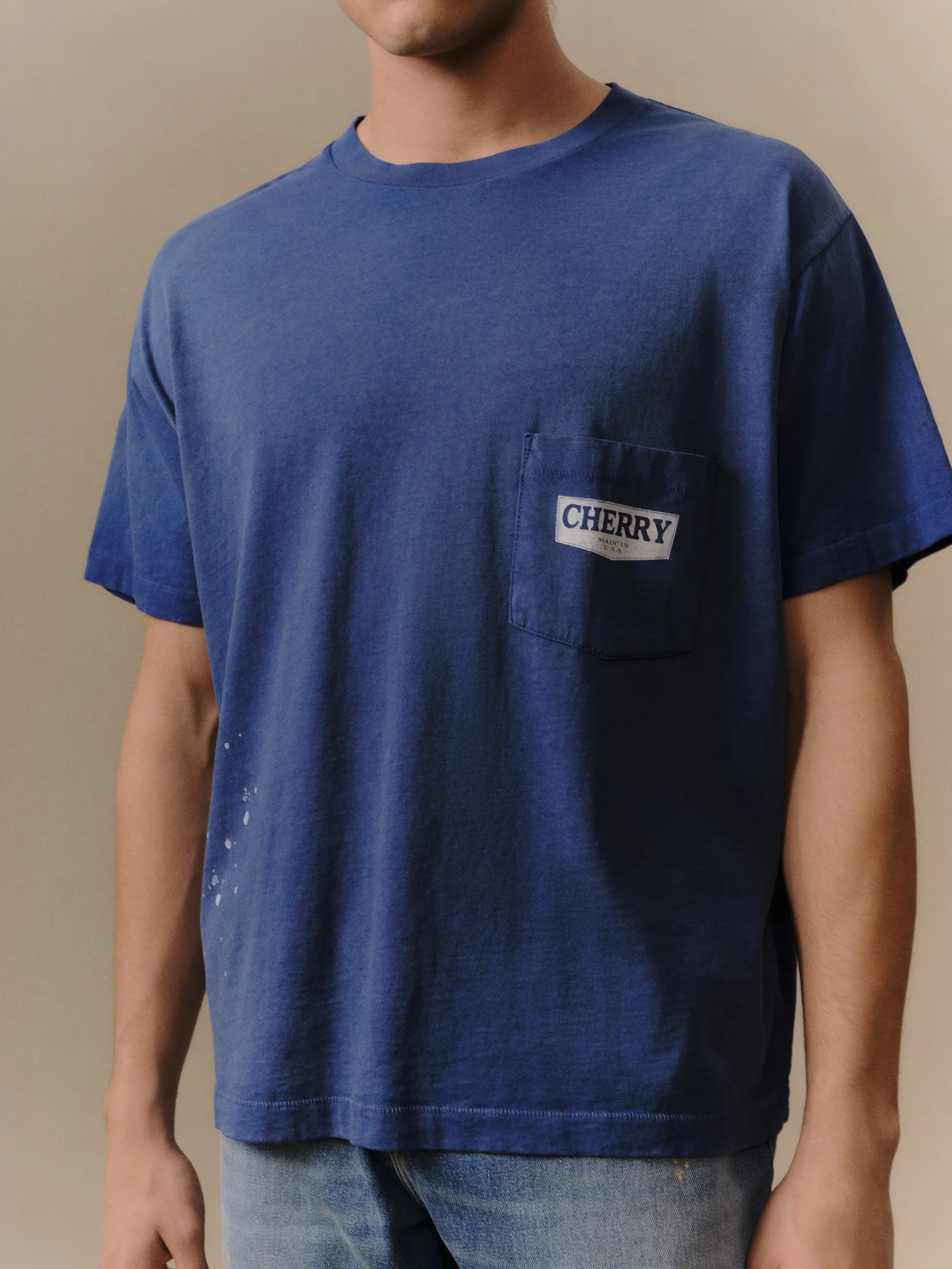 Chevron Boxy Pocket T-Shirt (Faded Navy) - Image 3