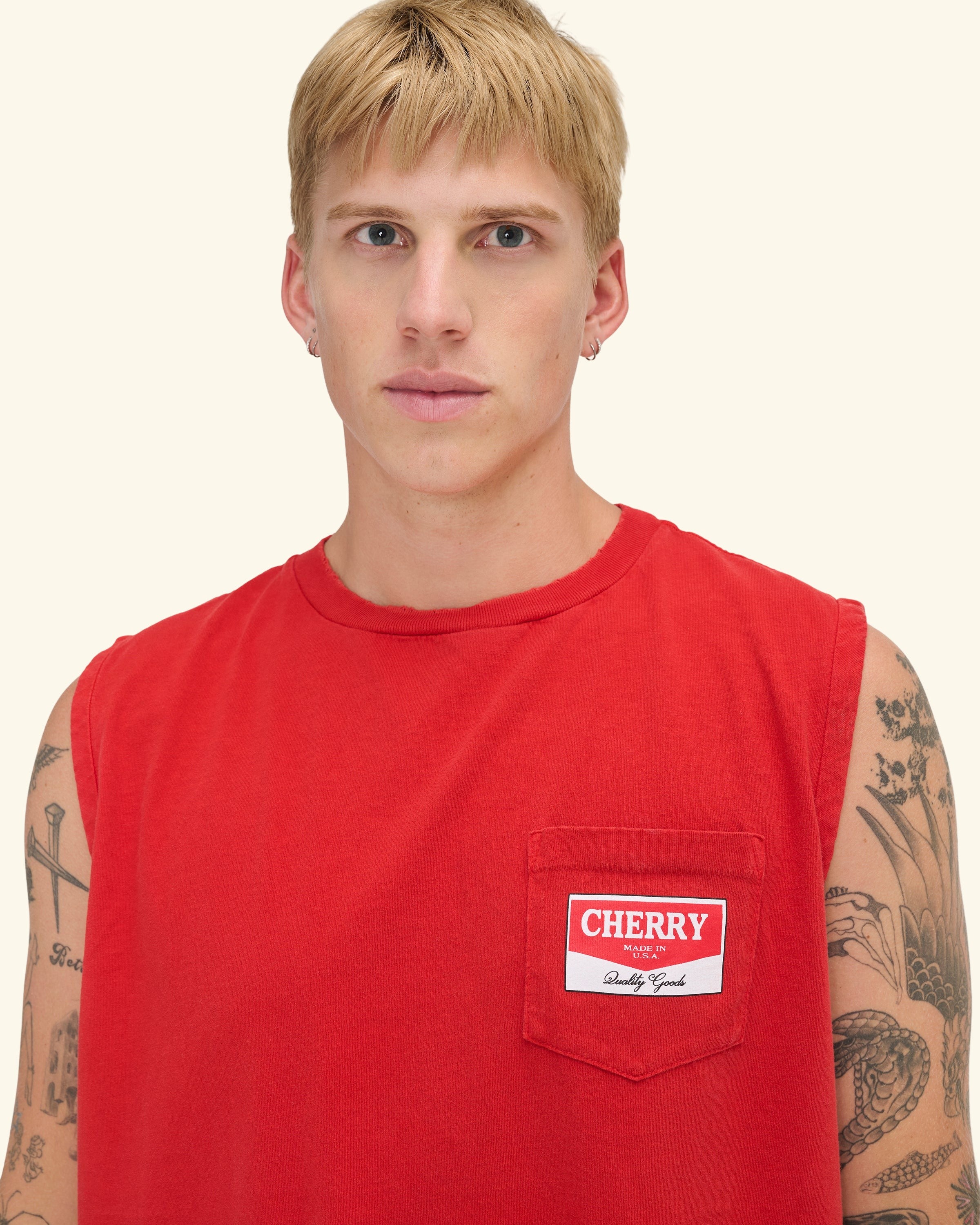 Chevron Logo Pocket Running Shirt (Cherry Red) - Image 4