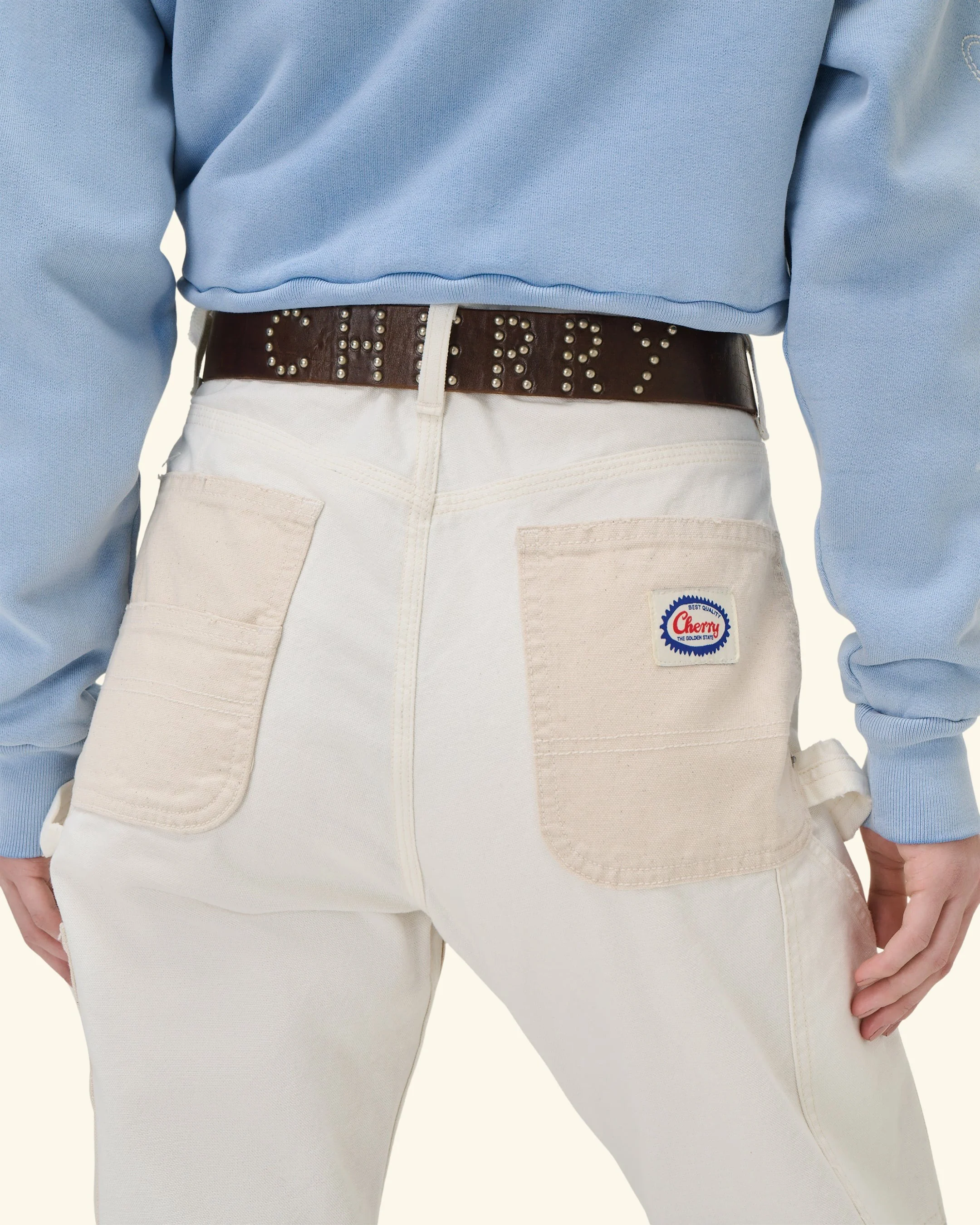 Contrast Double Knee Pant (Ecru) - Image 7