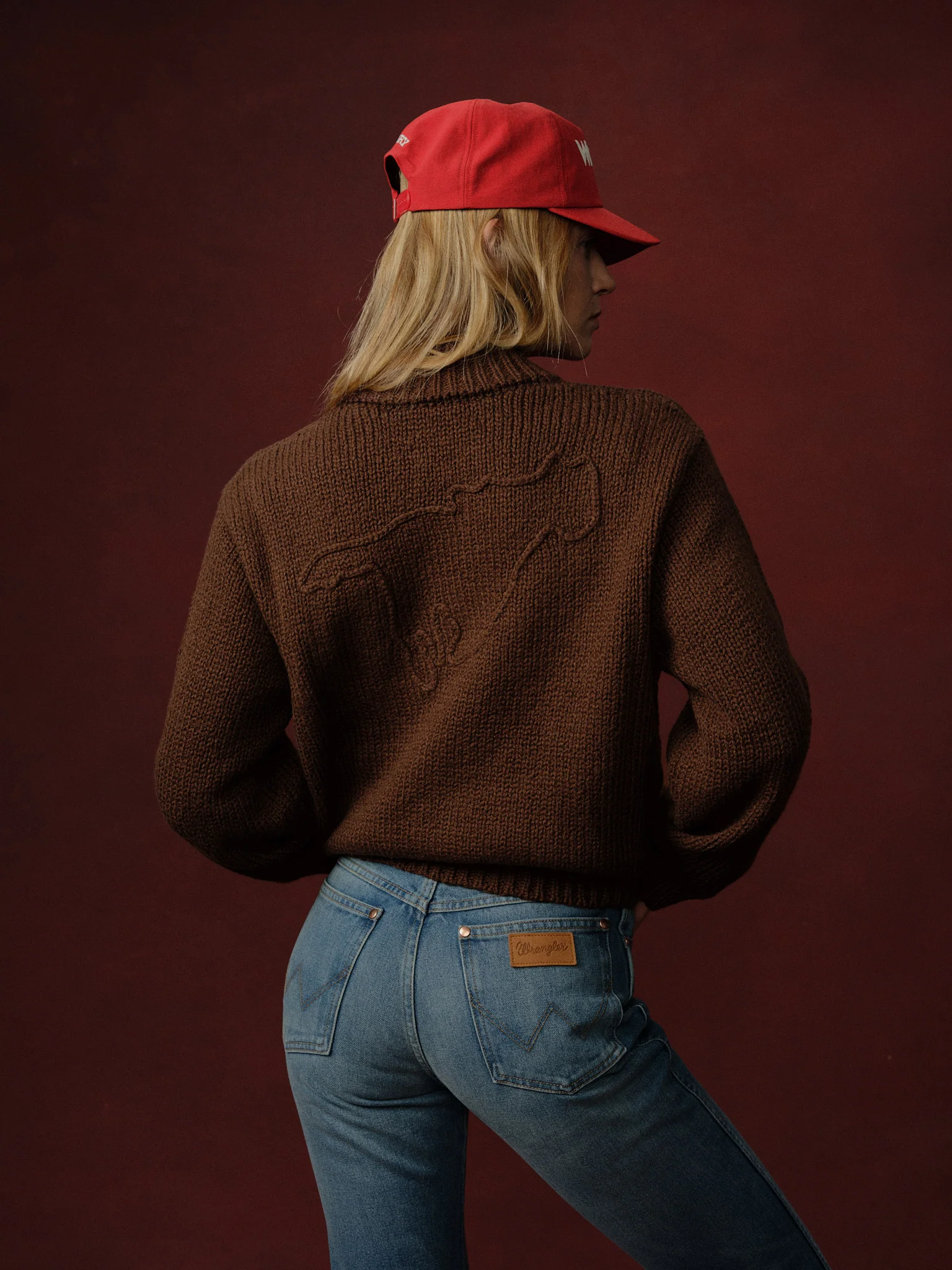 Cherry x Wrangler Cotton Frise Knit Zip-up Jacket (Brown) - Image 5