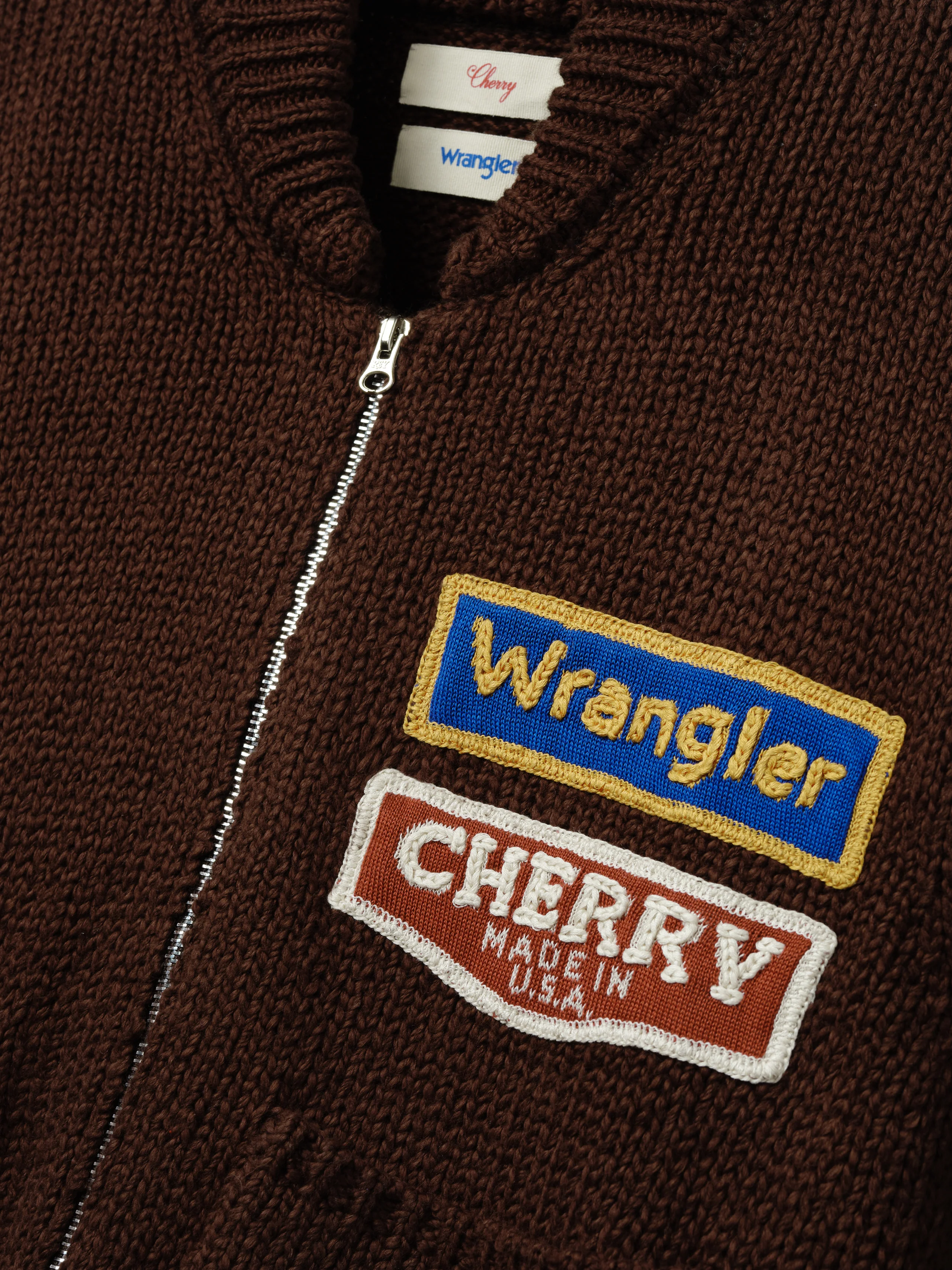 Cherry x Wrangler Cotton Frise Knit Zip-up Jacket (Brown) - Image 7