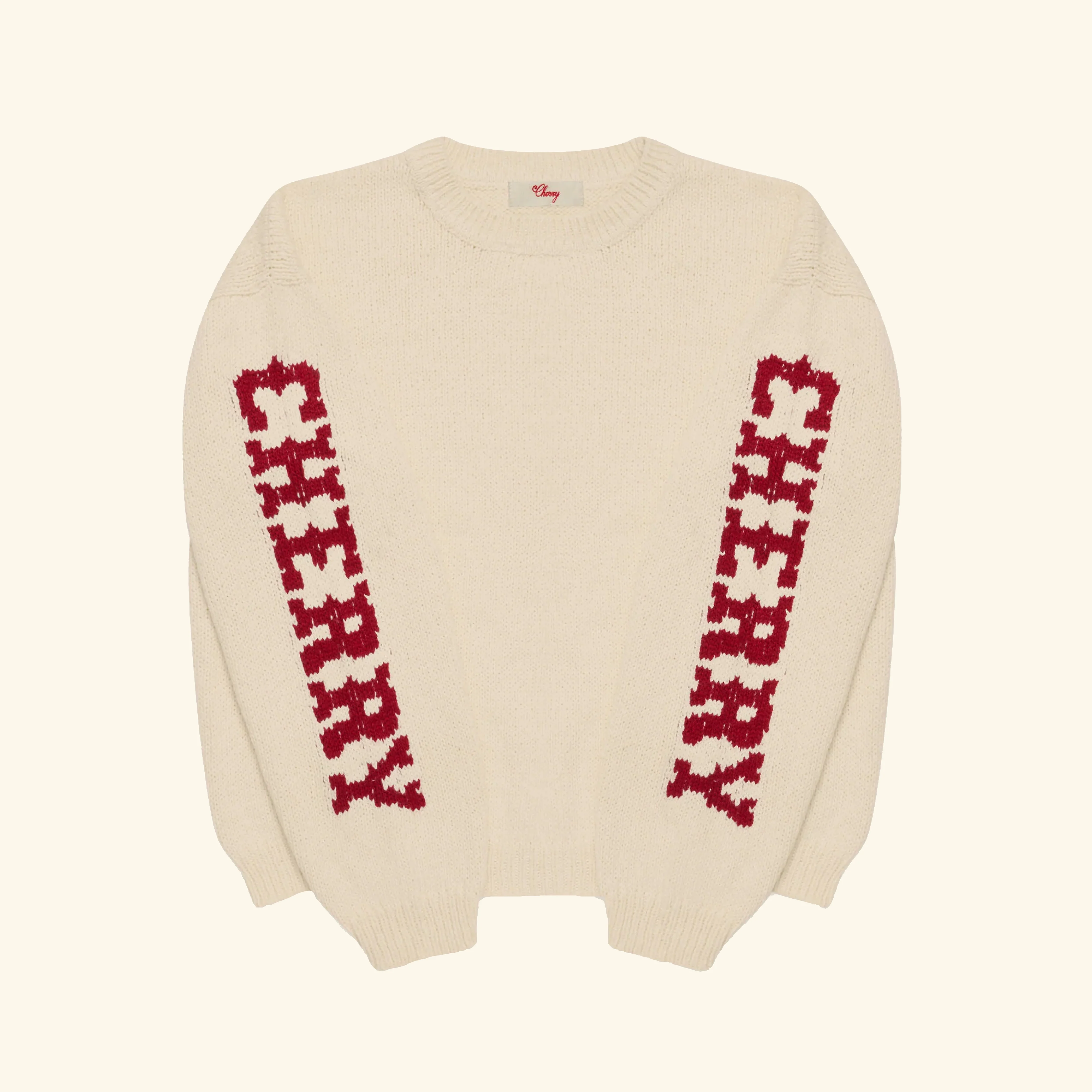 Cotton Knit Crewneck (Cream/Red)