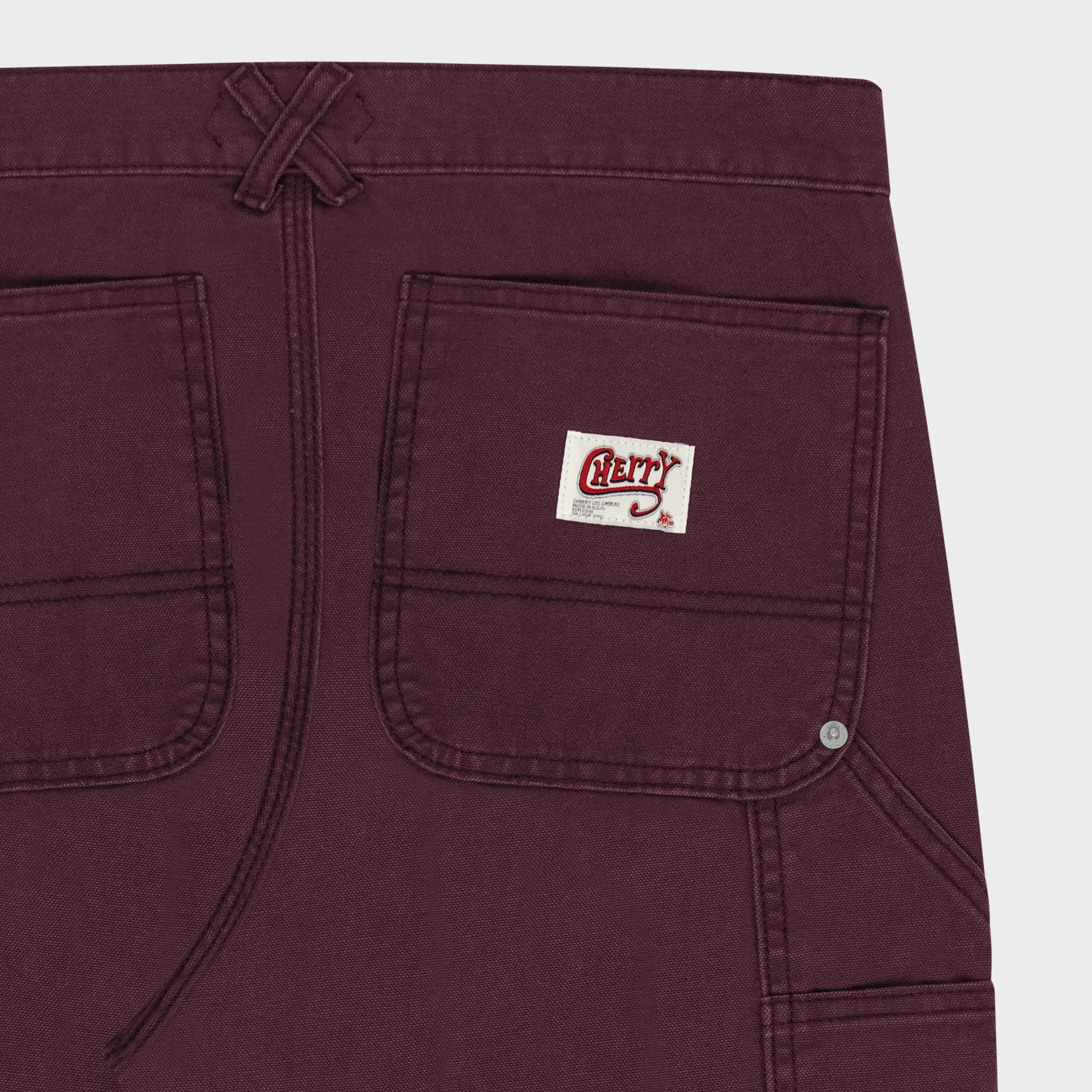 Double Knee Painter Pants (Maroon) - Image 4