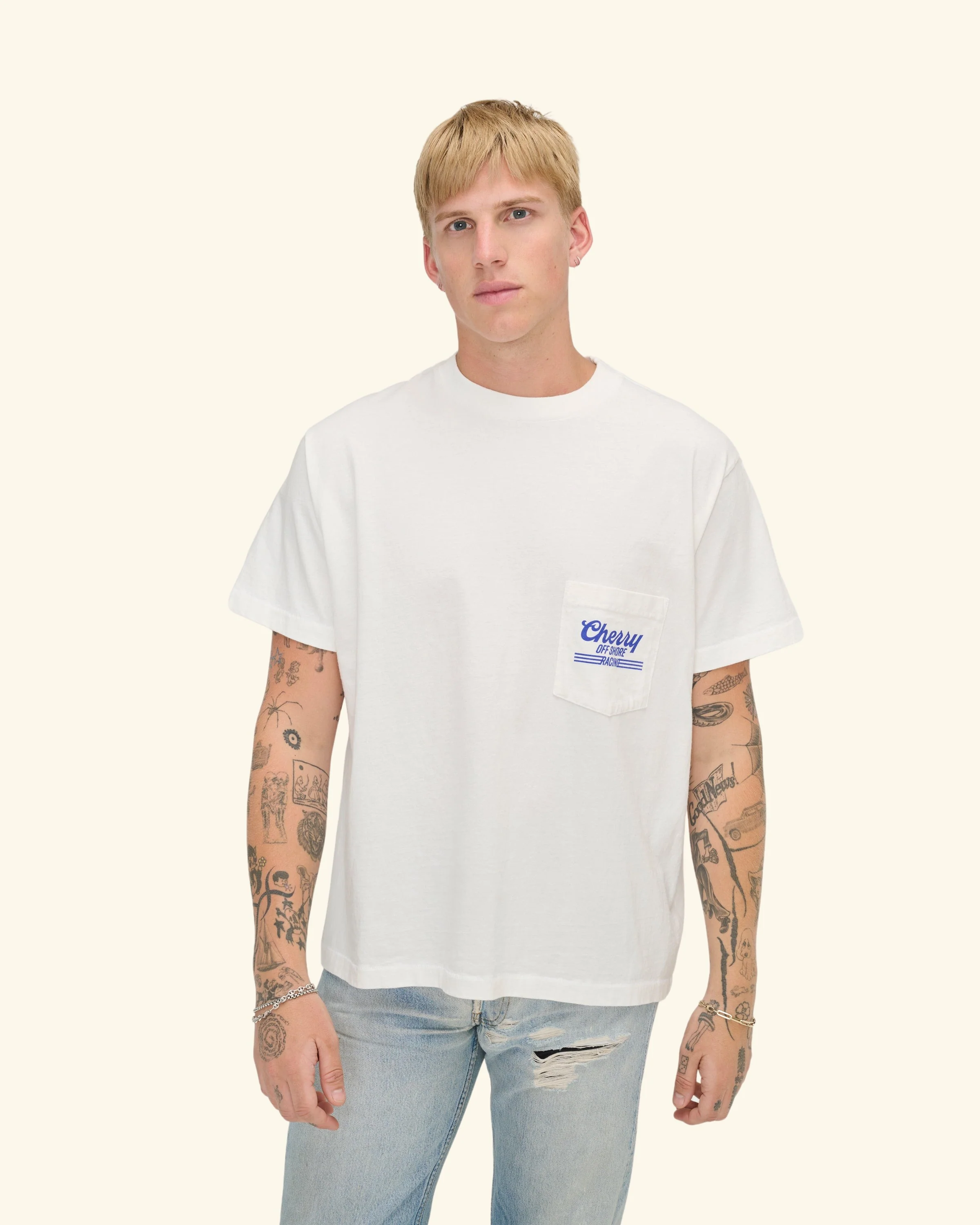 Offshore Boxy Pocket T-Shirt (Vintage White) - Image 3