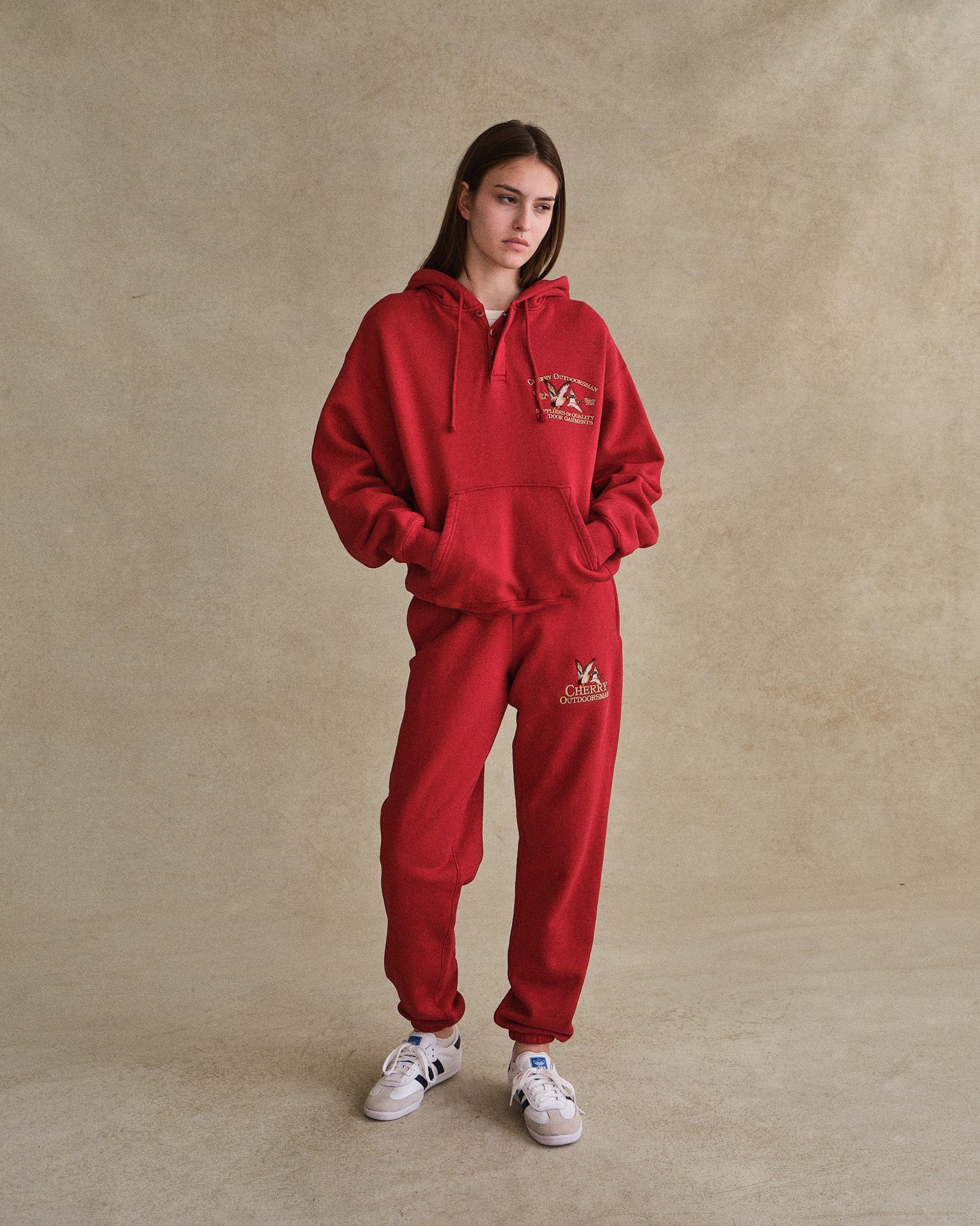 Outdoorsman Henley Hoodie (Red) - Image 5