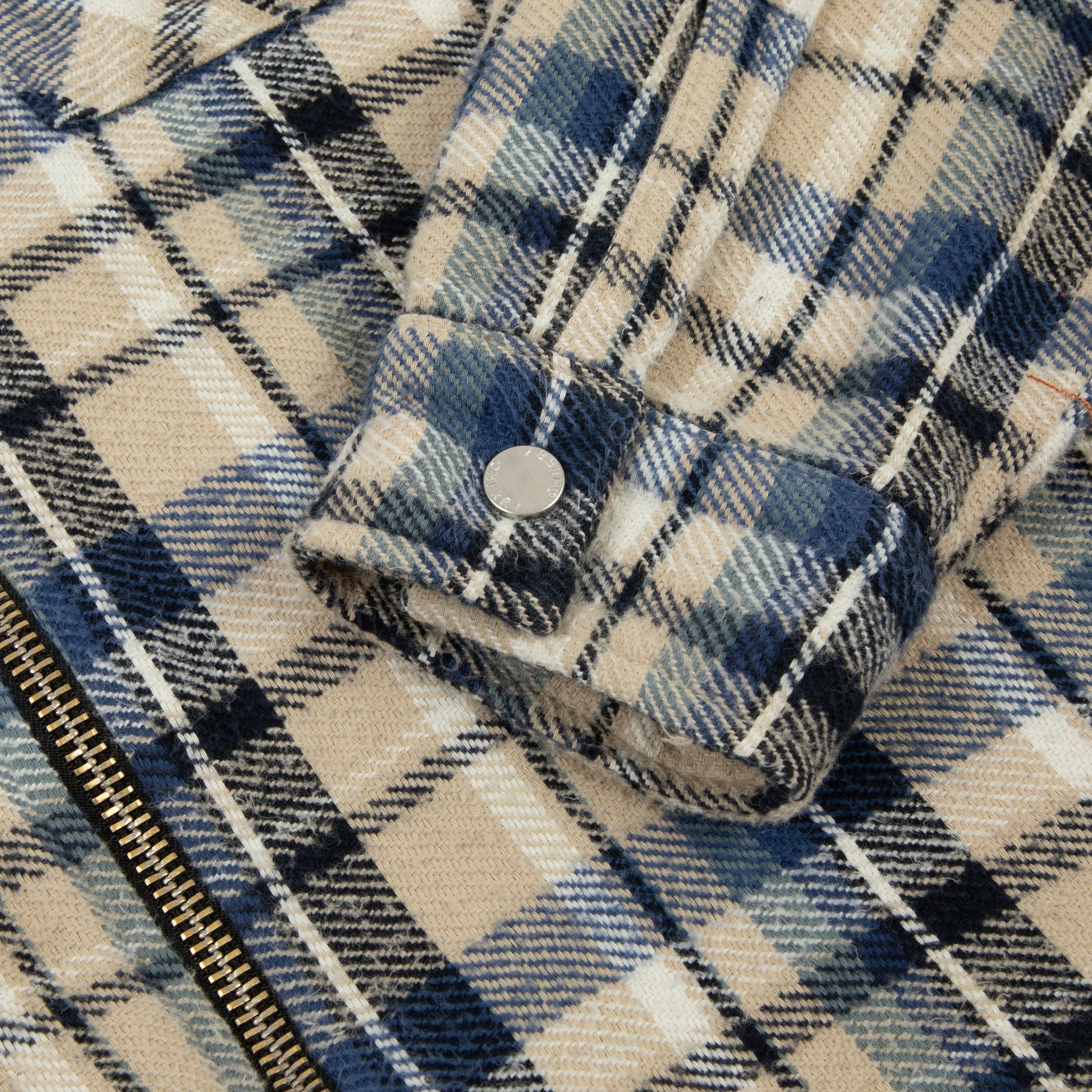 Plaid Zip Shirt Jacket (Beige) - Image 5