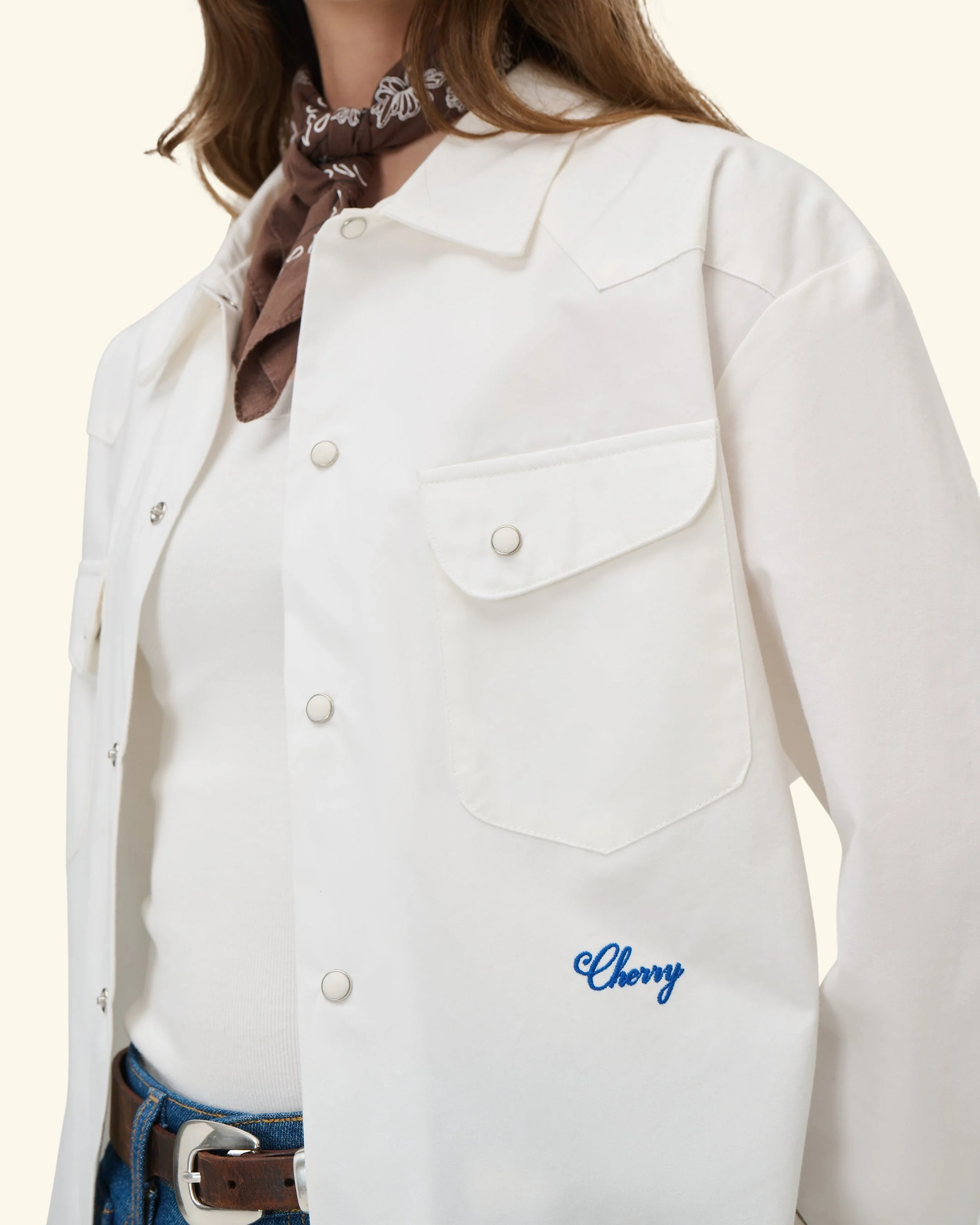 Poplin Western Shirt (White) - Image 9