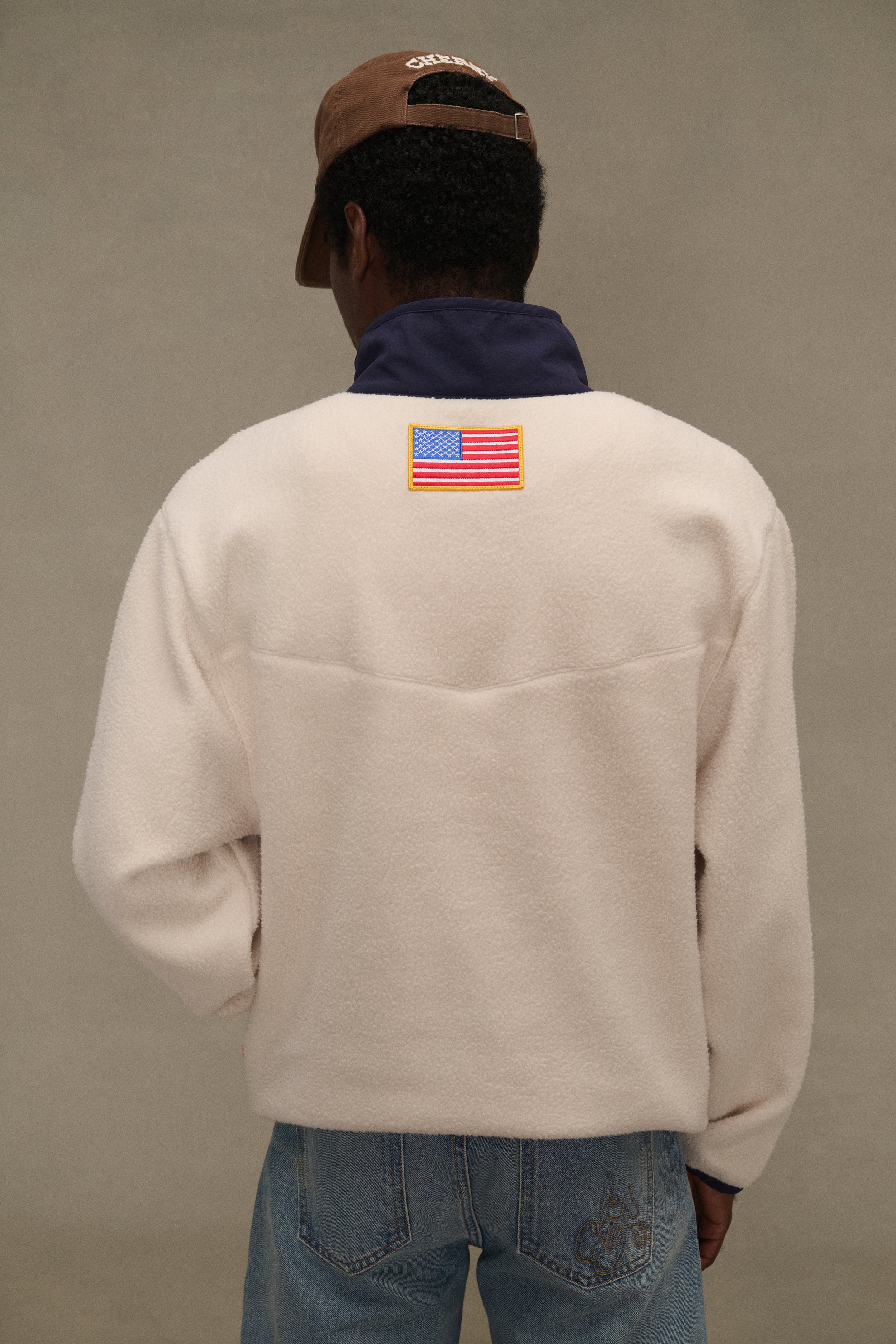 Racing Half Zip Fleece (Cream/Navy) - Image 6