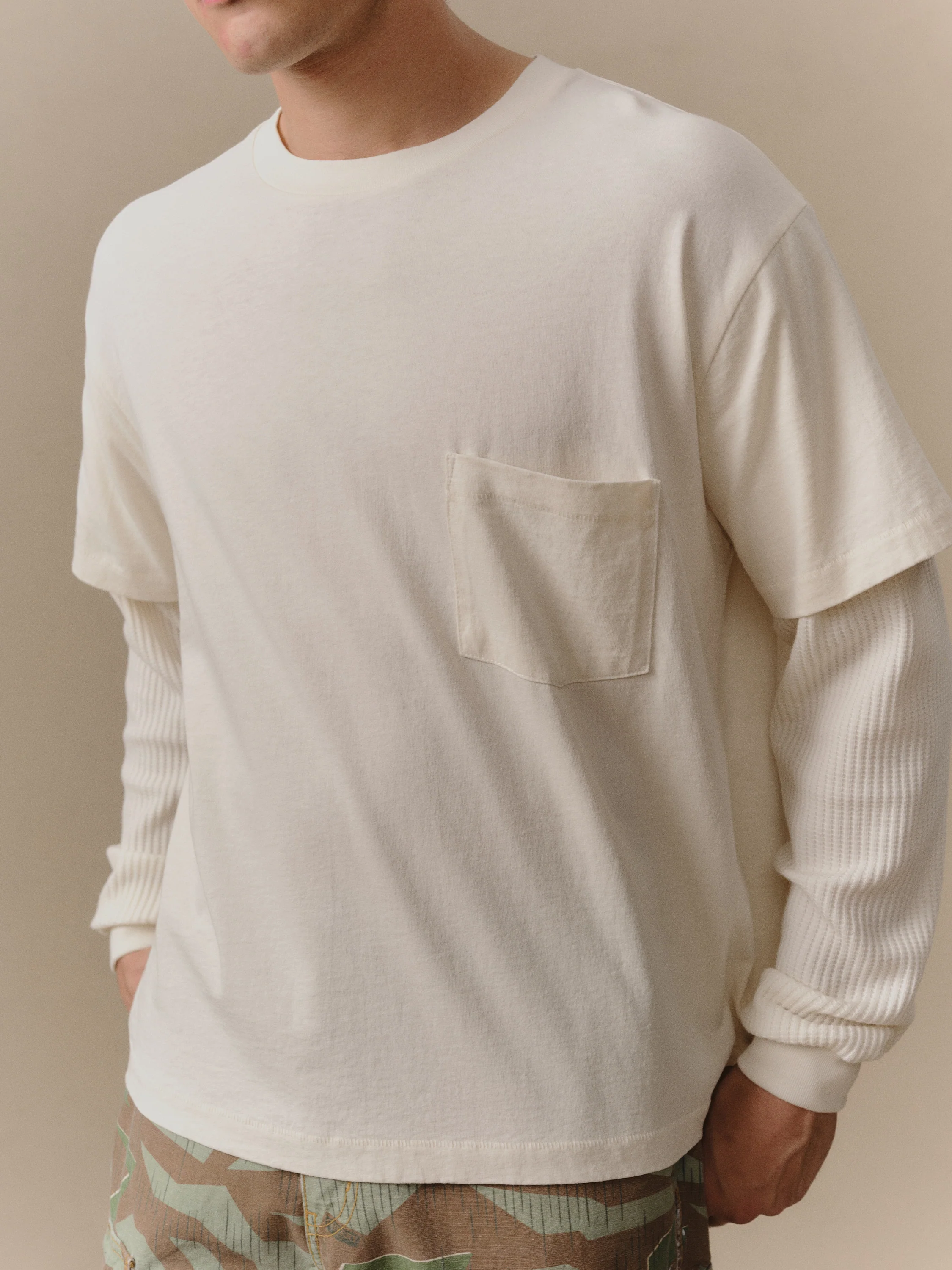 Santa Fe Layered Thermal T-Shirt (Cream) - Image 5