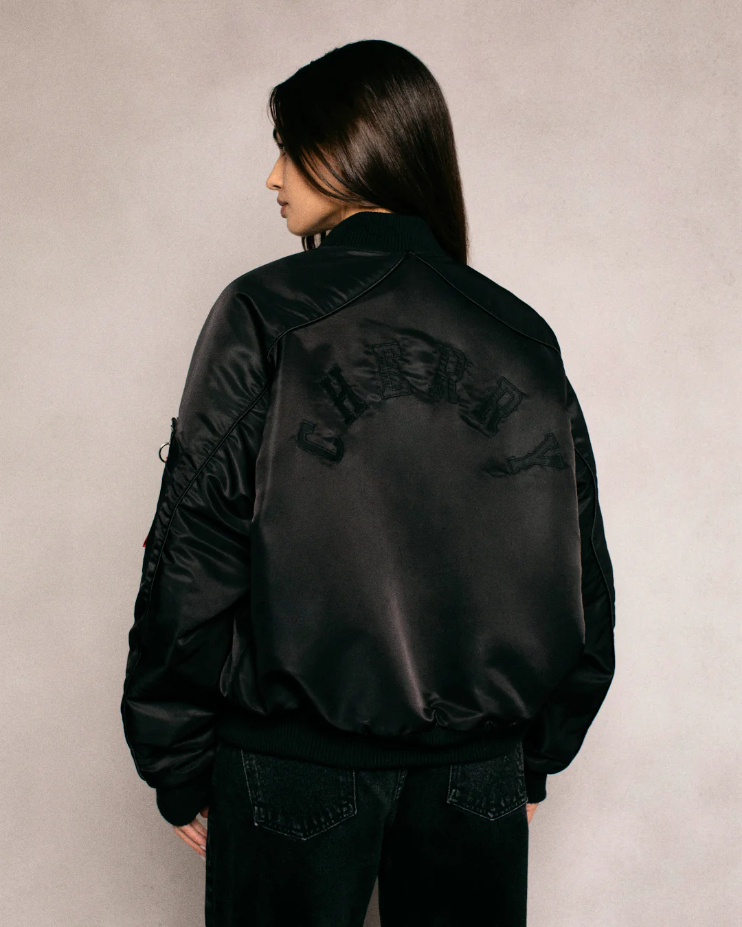Satin Bomber Jacket (Black) - Image 5