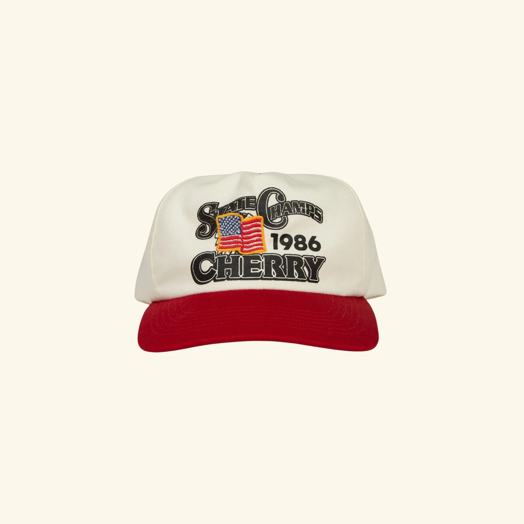State Champs 5 Panel Hat (Natural/Red)