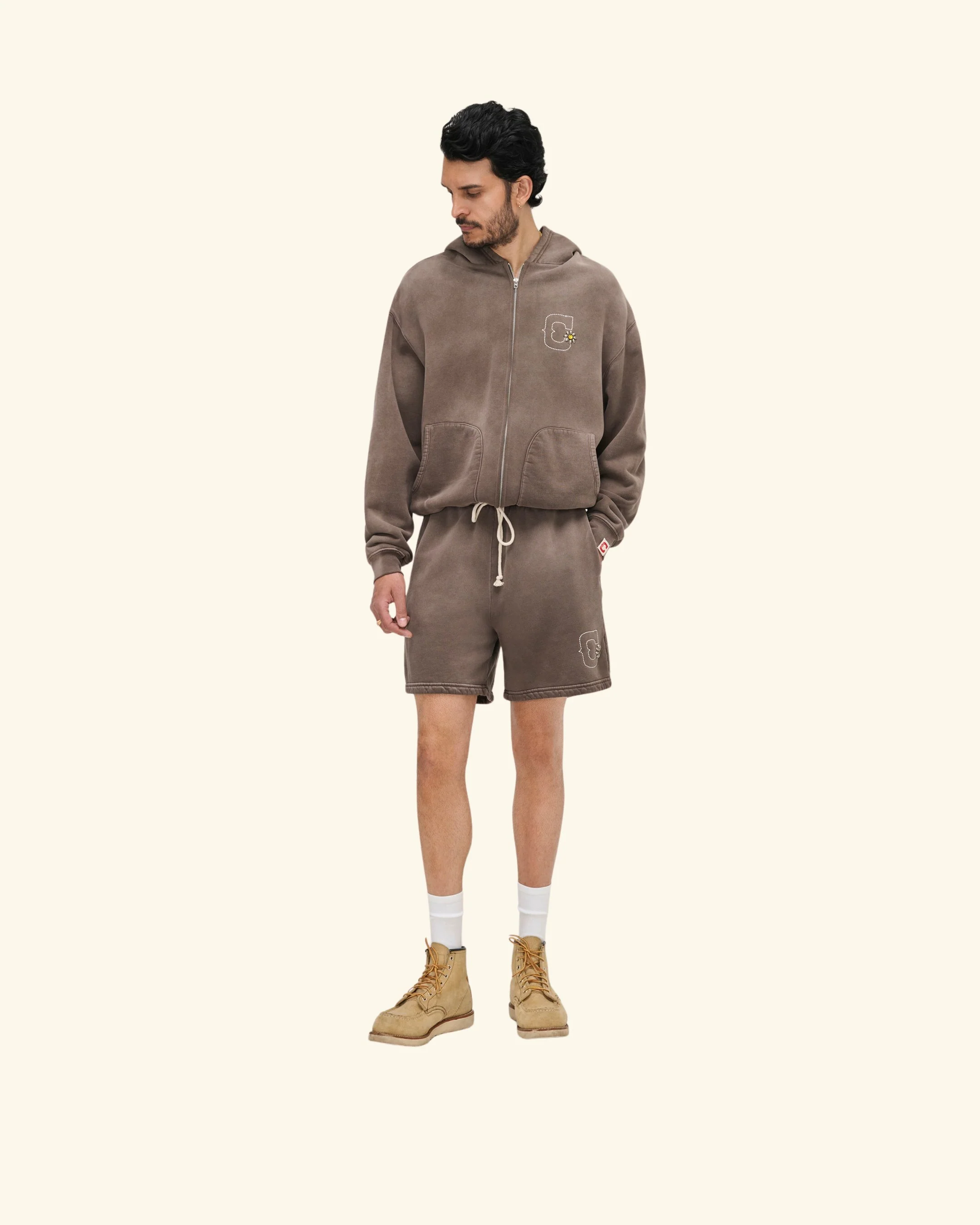 Studded Zip Up Hoodie (Vintage Brown) - Image 4