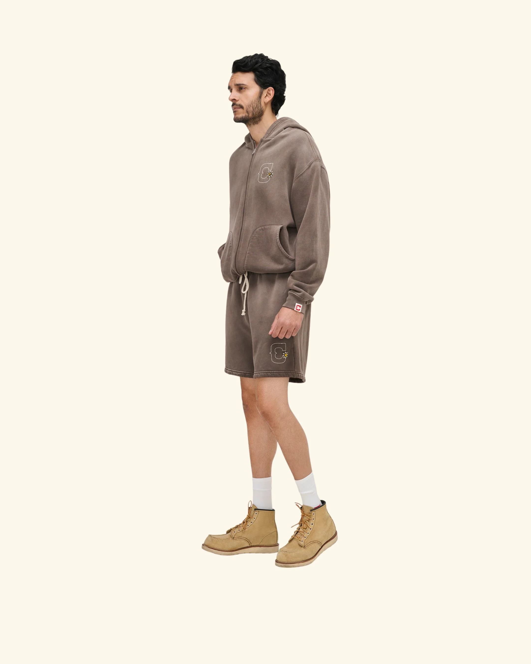 Studded Zip Up Hoodie (Vintage Brown) - Image 7