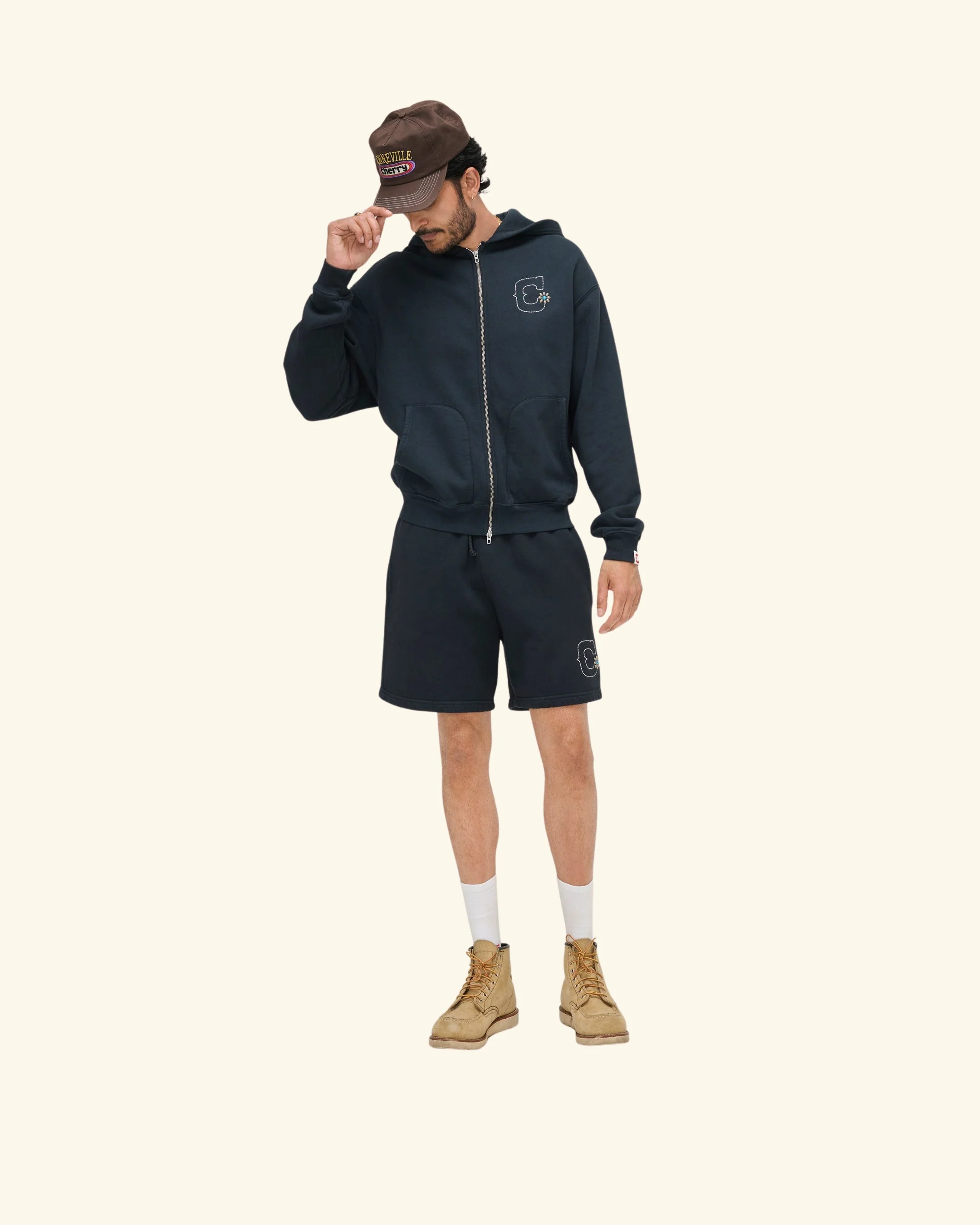 Studded Zip Up Hoodie (Vintage Black) - Image 5