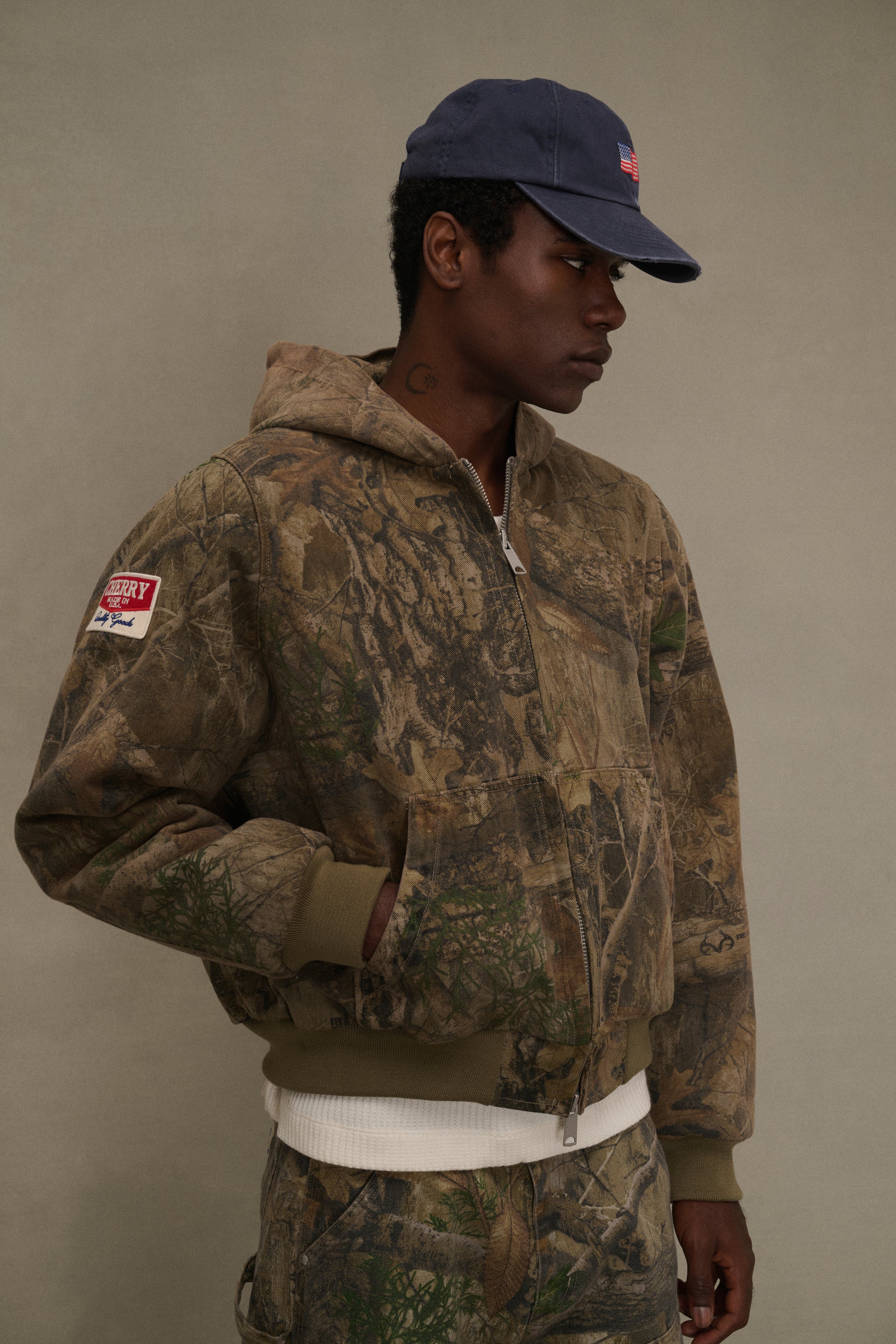 Mini Flag 6 Panel Embroidered Hat (Navy) - Image 4