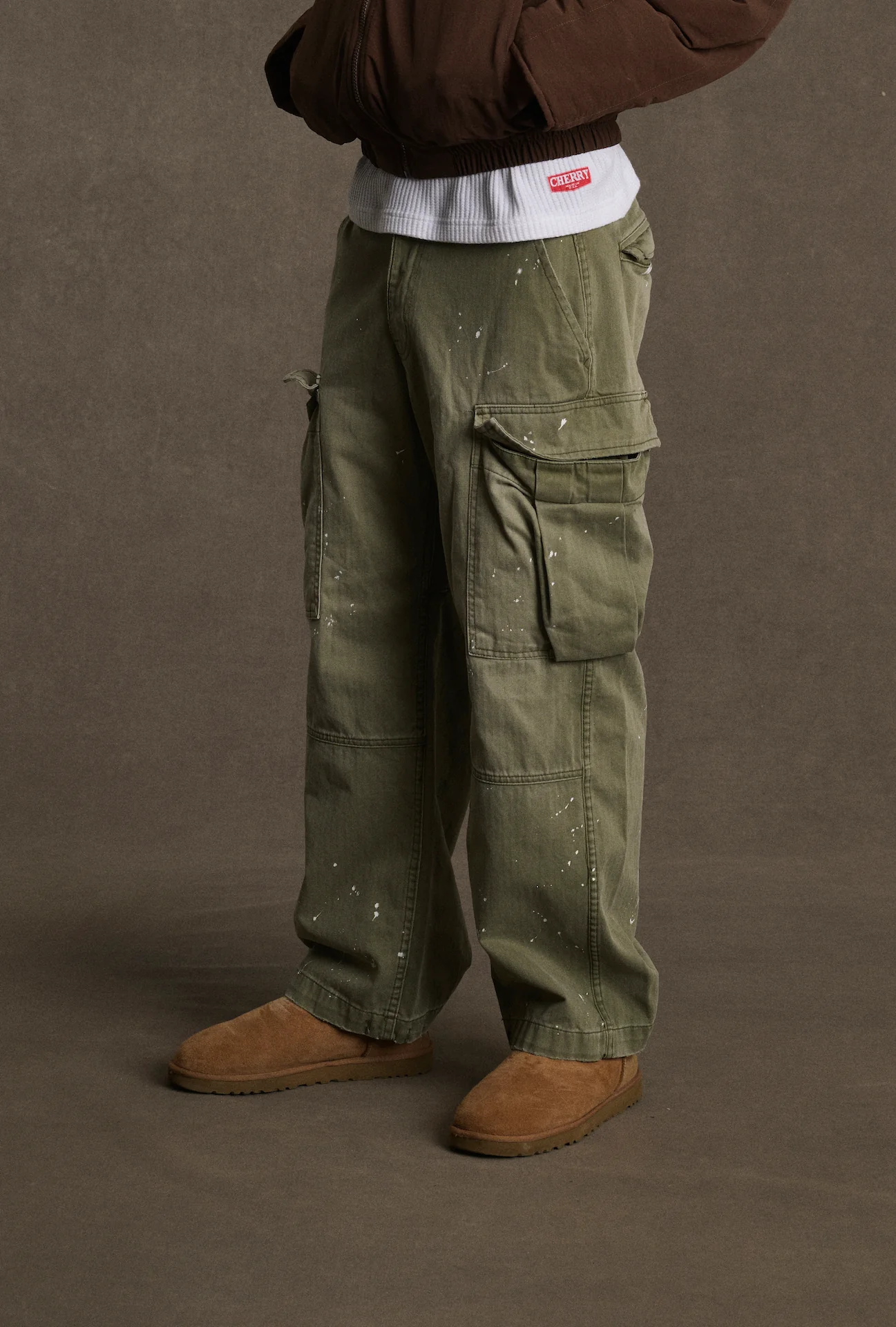 Wide Leg Cargo Pant (Olive Green) - Image 2