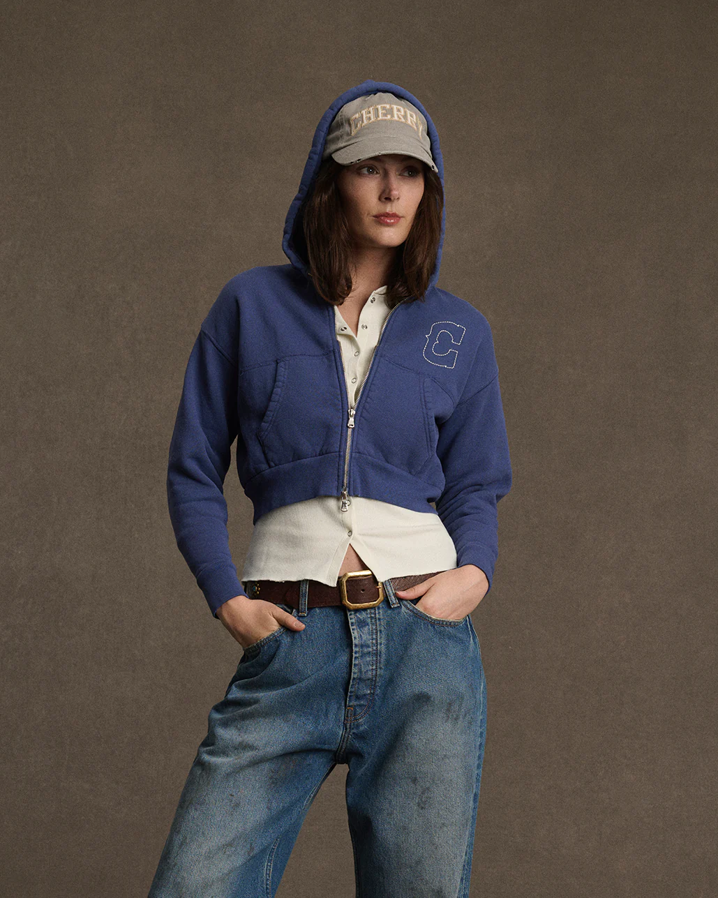 Women's Western Zip Hoodie (Sun Faded Blue) - Image 2