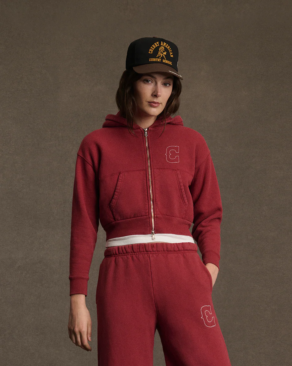 Women's Western Zip Hoodie (Sun Faded Red) - Image 2